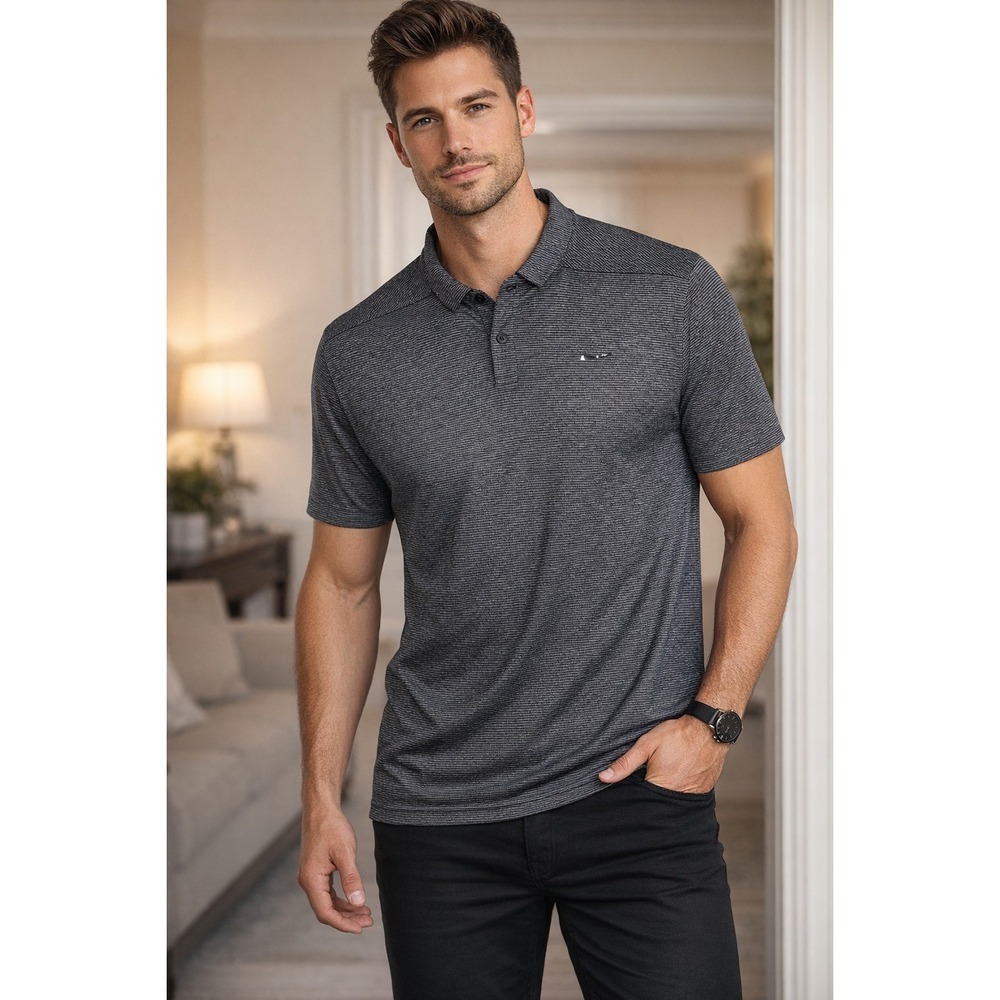 Nike Golf Men's XXL Striped Golf Casual Dri Fit Polo Shirt Black White